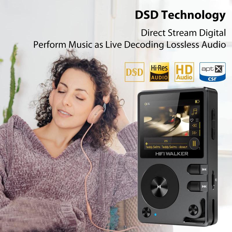 Leitor MP3 HIFI WALKER H2 HiFi Bluetooth 64 GB com suporte de 256